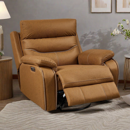 Fauteuil inclinable pivotant électrique avec deux moteurs, chargement USB, appui-tête réglable et réinitialisation par simple pression