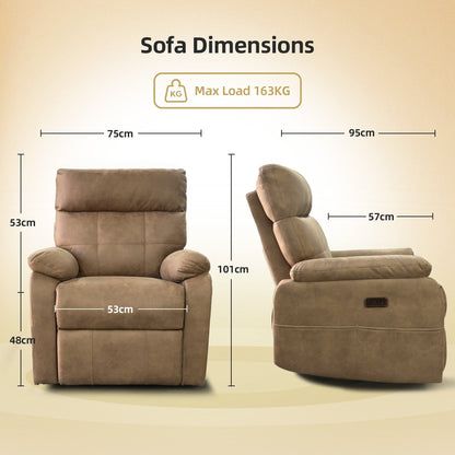 Fauteuil inclinable électrique à gravité zéro avec ports de charge - Fauteuil inclinable rembourré avec poche latérale et soutien lombaire