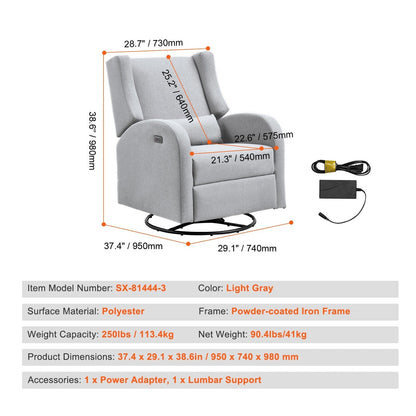 Fauteuil inclinable et pivotant électrique pour salon et chambre à coucher