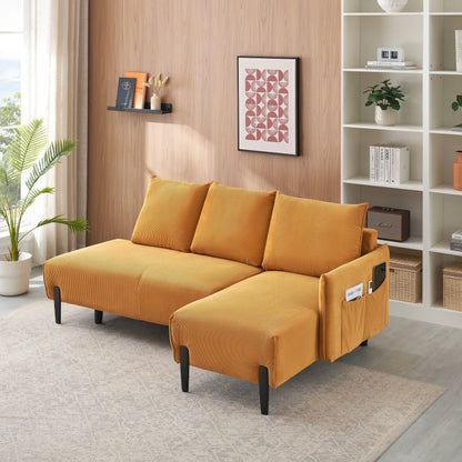 Élégant canapé en velours de 200 cm – Canapé spacieux avec garniture en métal et 3 coussins pour les espaces modernes