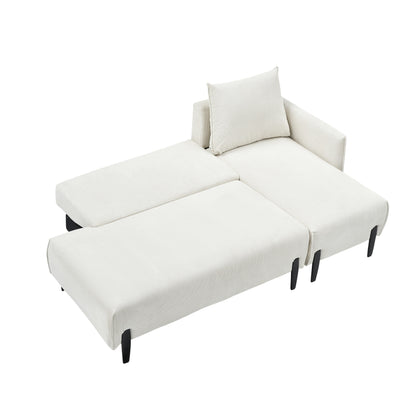 Élégant canapé en velours de 200 cm – Canapé spacieux avec garniture en métal et 3 coussins pour les espaces modernes