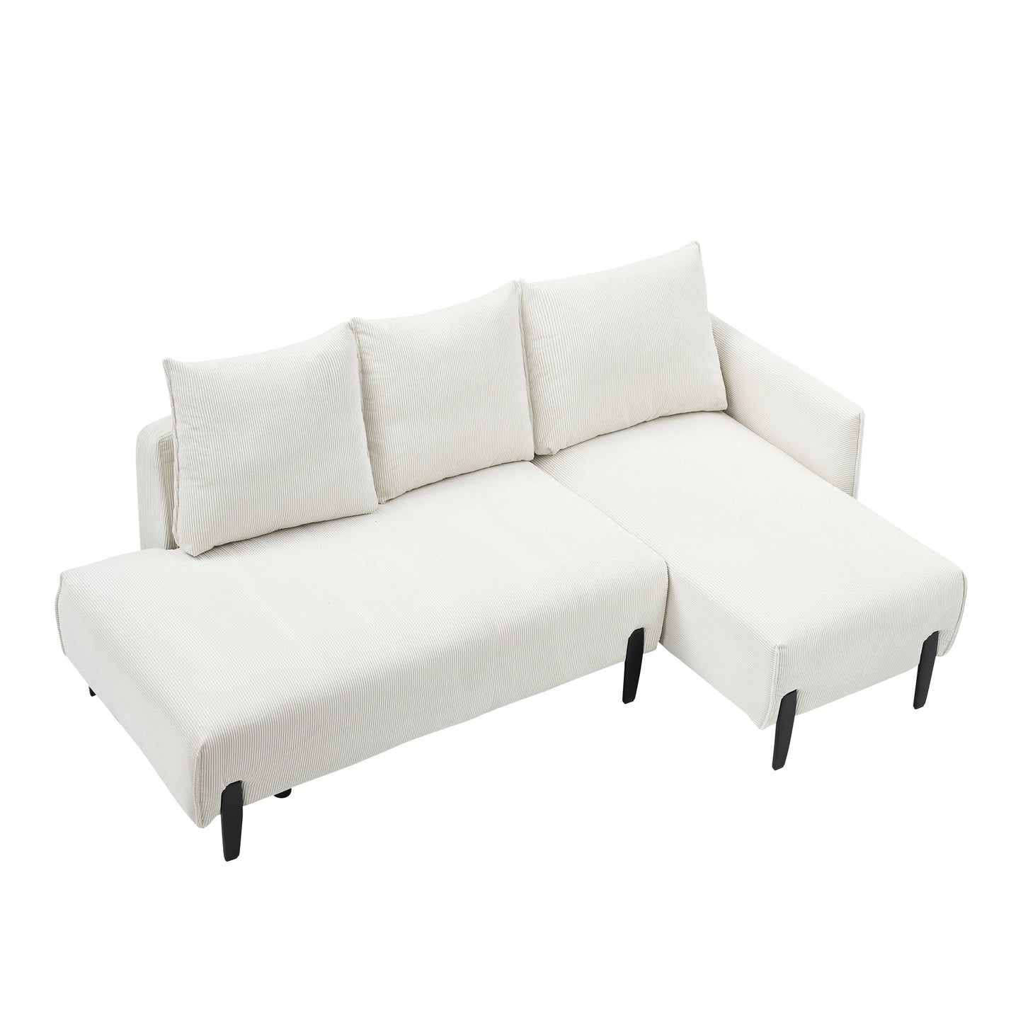 Élégant canapé en velours de 200 cm – Canapé spacieux avec garniture en métal et 3 coussins pour les espaces modernes