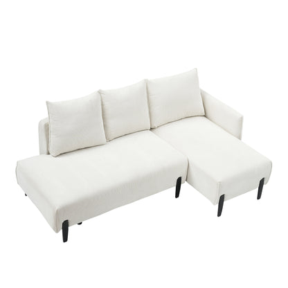 Élégant canapé en velours de 200 cm – Canapé spacieux avec garniture en métal et 3 coussins pour les espaces modernes