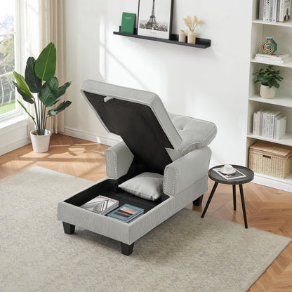 Fauteuil inclinable d'intérieur élégant en velours côtelé, fauteuil de salon rembourré, canapé-lit, banc de rangement avec garniture cloutée