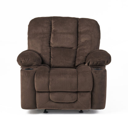 Fauteuil inclinable manuel élégant avec tissu doux pour la peau, confort moelleux et deux porte-gobelets