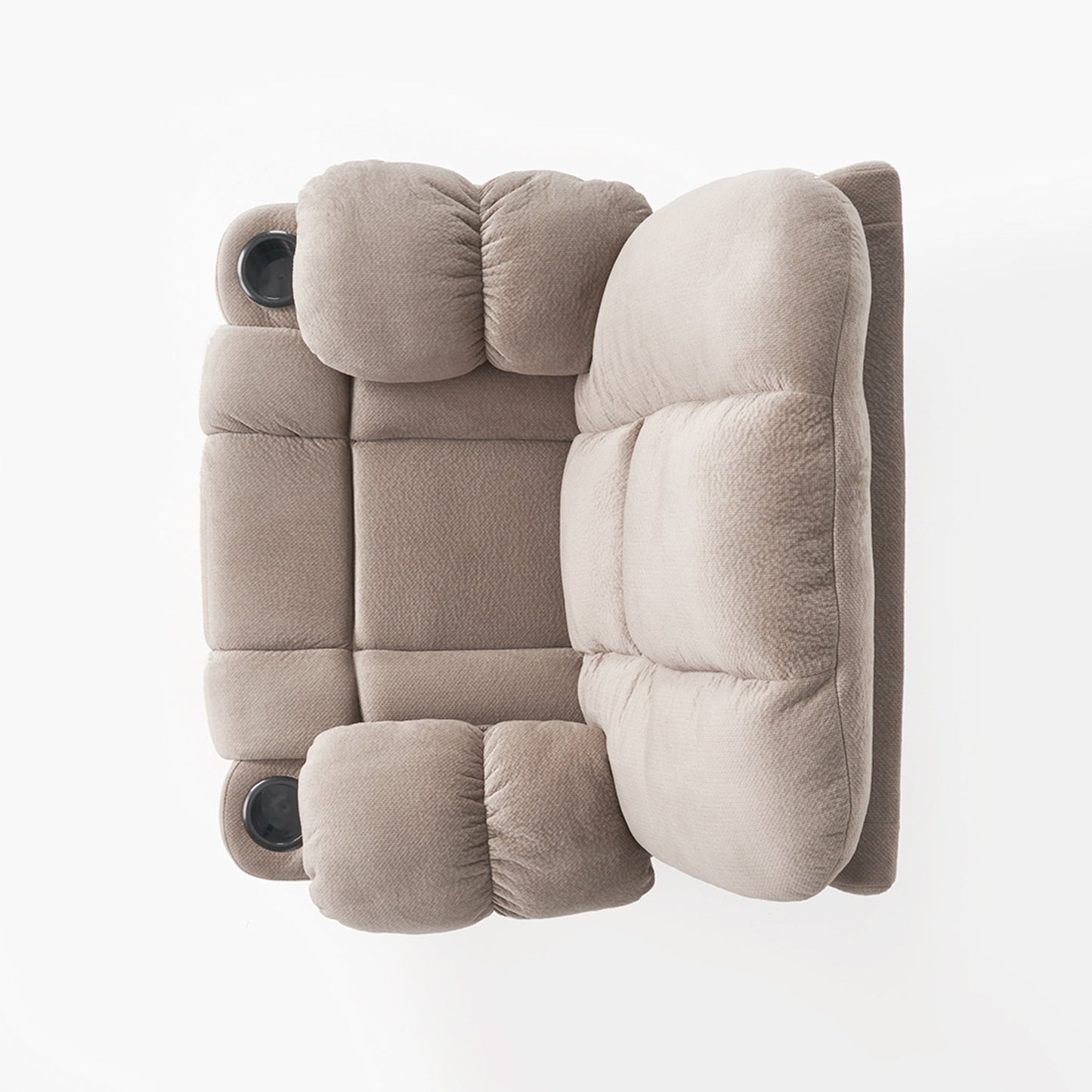 Fauteuil inclinable manuel élégant avec tissu doux pour la peau, confort moelleux et deux porte-gobelets