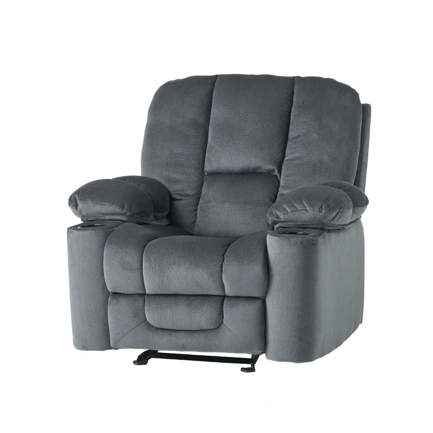 Fauteuil inclinable manuel élégant avec tissu doux pour la peau, confort moelleux et deux porte-gobelets