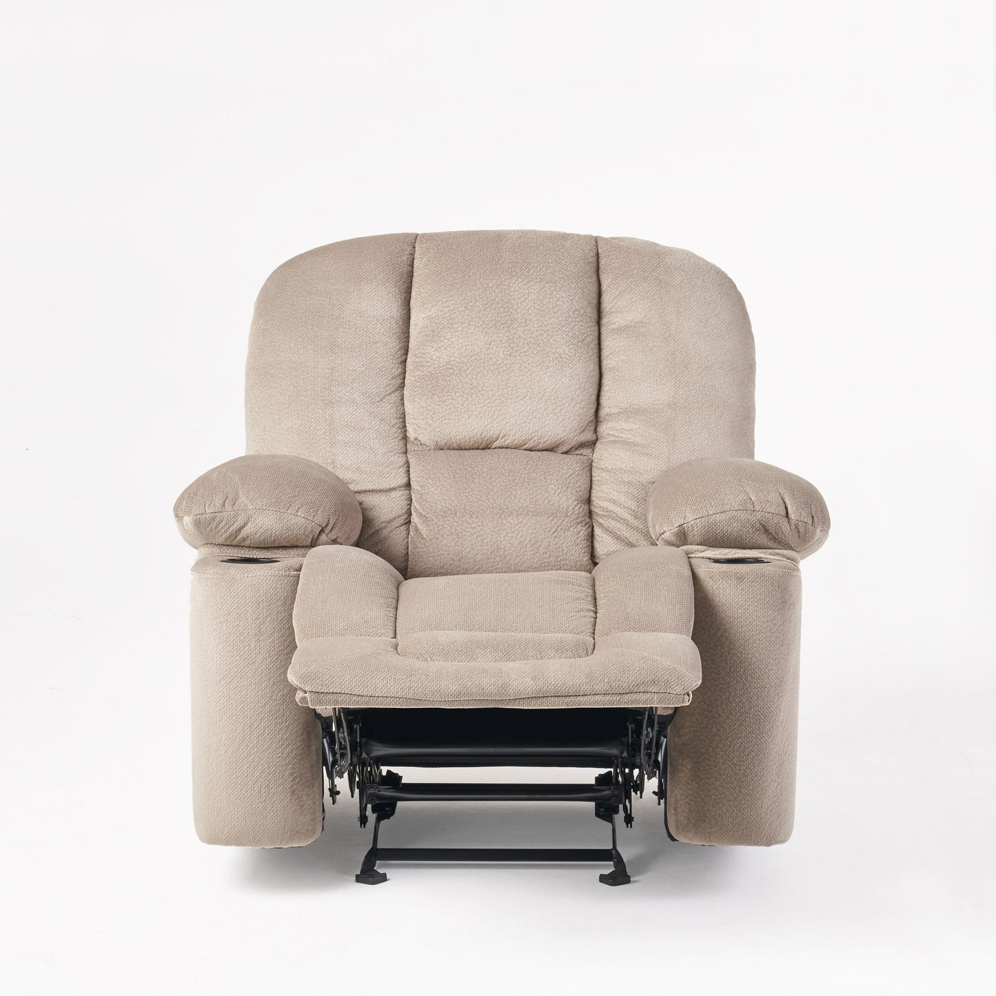 Fauteuil inclinable manuel élégant avec tissu doux pour la peau, confort moelleux et deux porte-gobelets