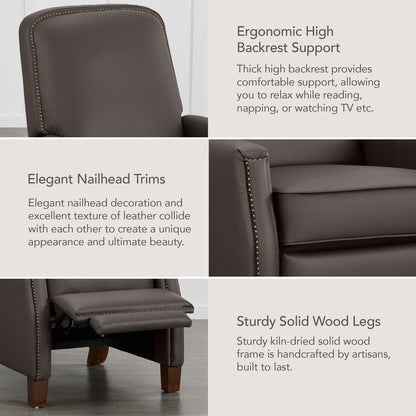 Fauteuil inclinable Elias Push Back pour adultes, fauteuil en similicuir pour salon