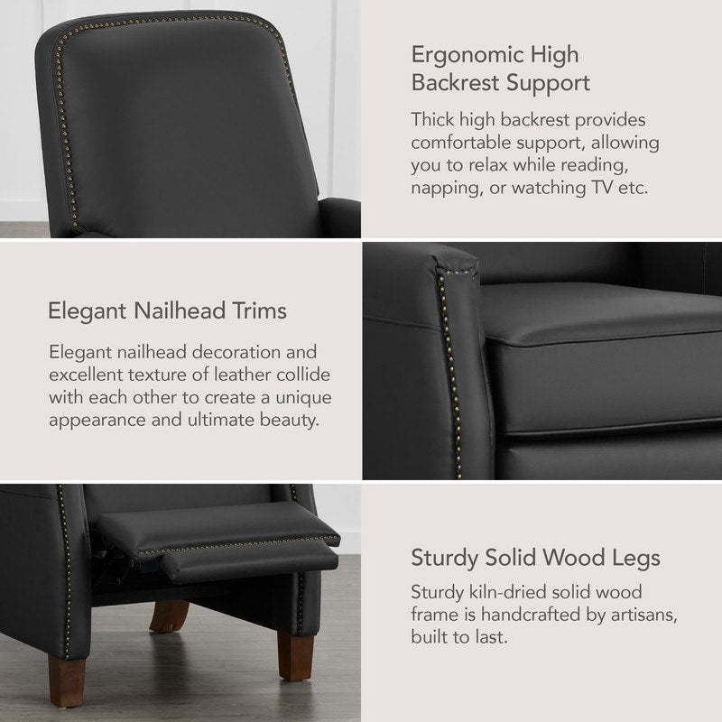 Fauteuil inclinable Elias Push Back pour adultes, fauteuil en similicuir pour salon