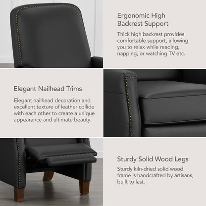 Fauteuil inclinable Elias Push Back pour adultes, fauteuil en similicuir pour salon