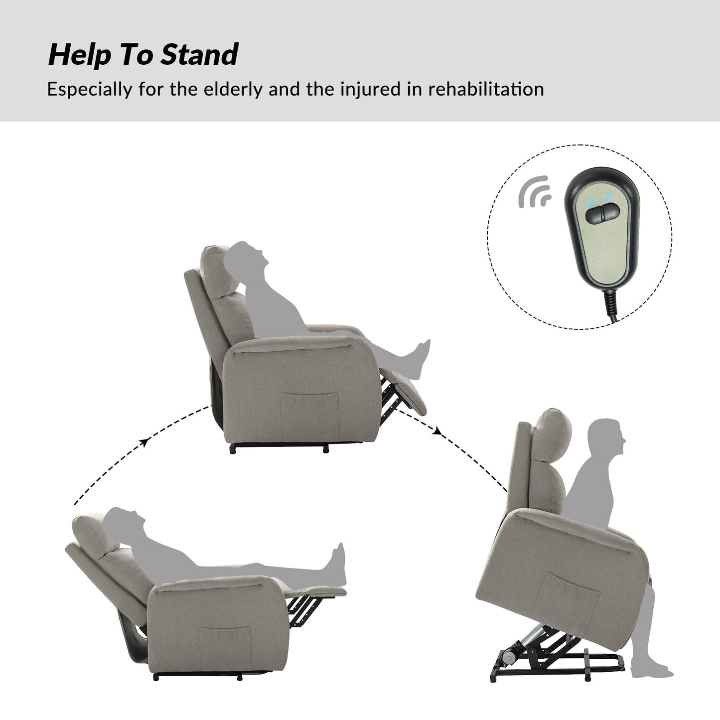 Fauteuil inclinable électrique à télécommande Elisa avec base en métal