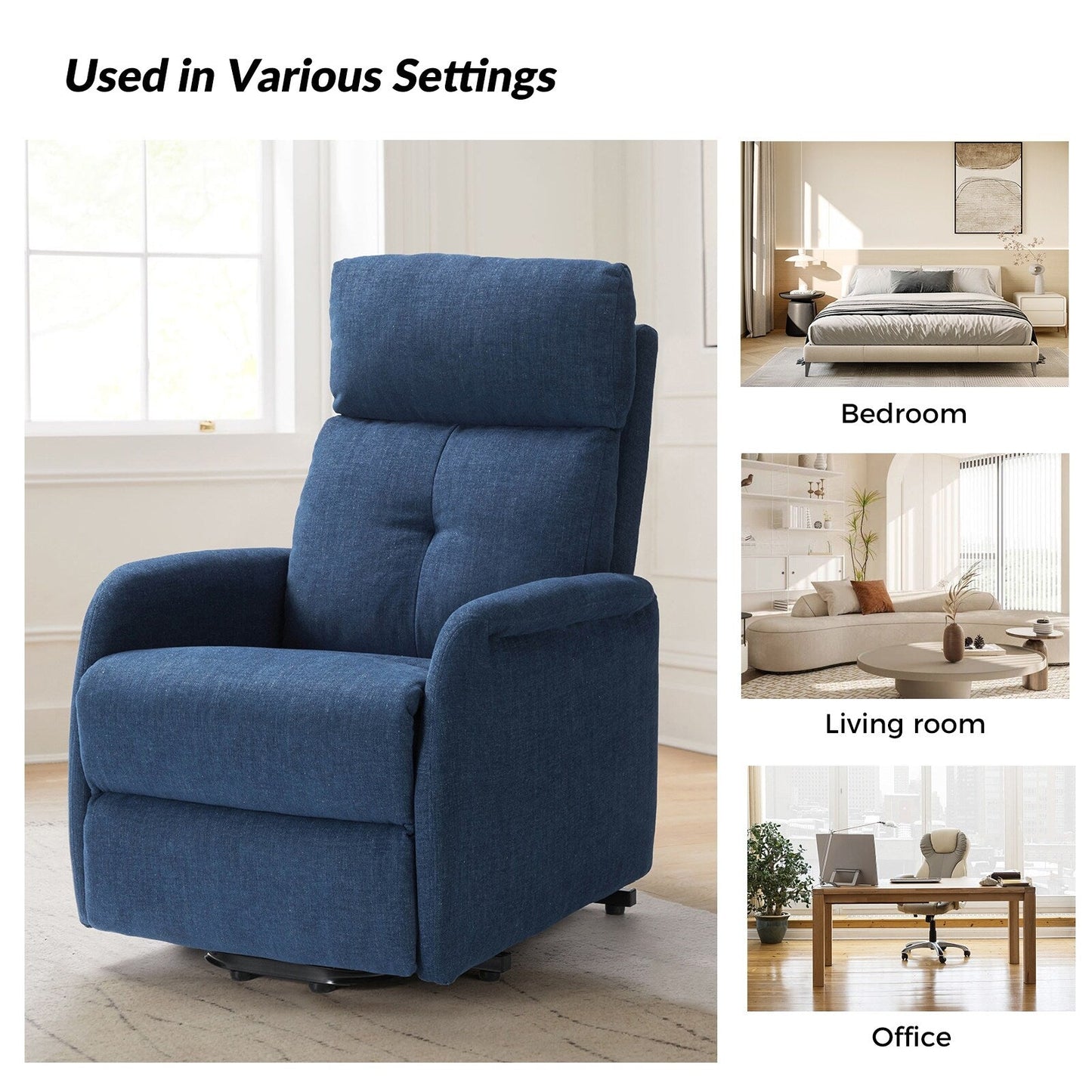 Fauteuil inclinable électrique à télécommande Elisa avec base en métal