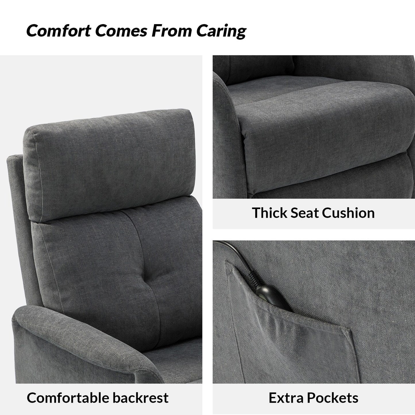 Fauteuil inclinable électrique à télécommande Elisa avec base en métal