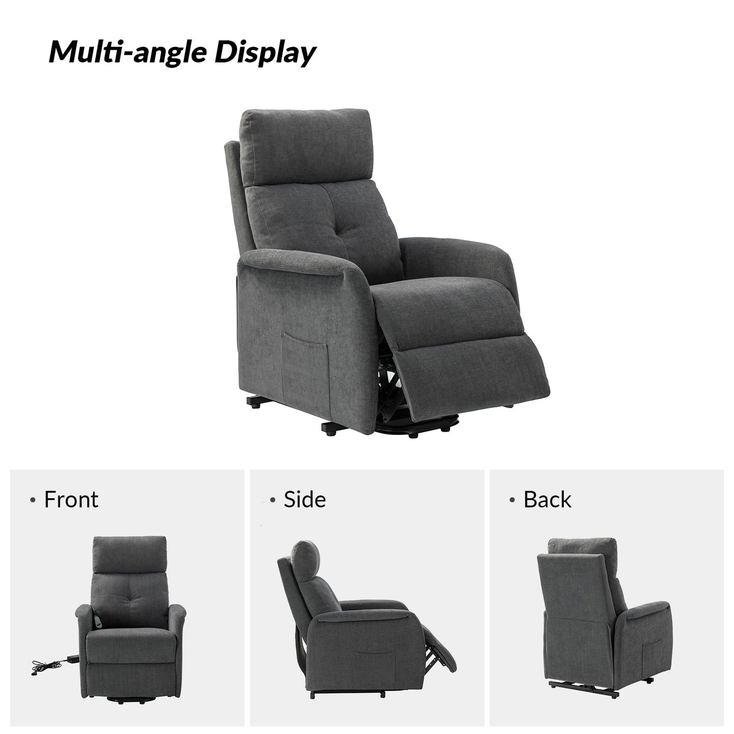 Fauteuil inclinable électrique à télécommande Elisa avec base en métal