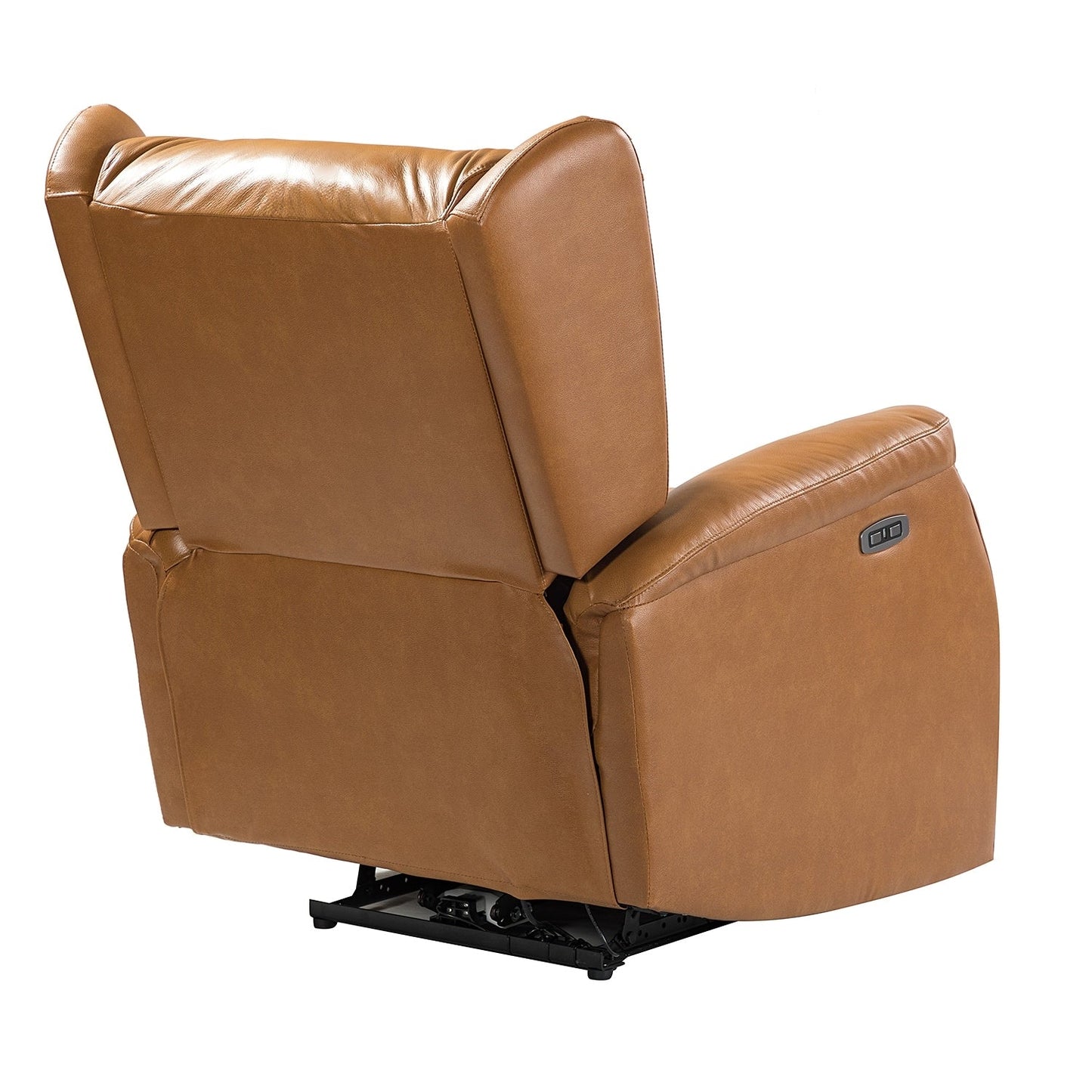 Fauteuil inclinable électrique en cuir véritable Eliseo avec port USB et design à oreilles