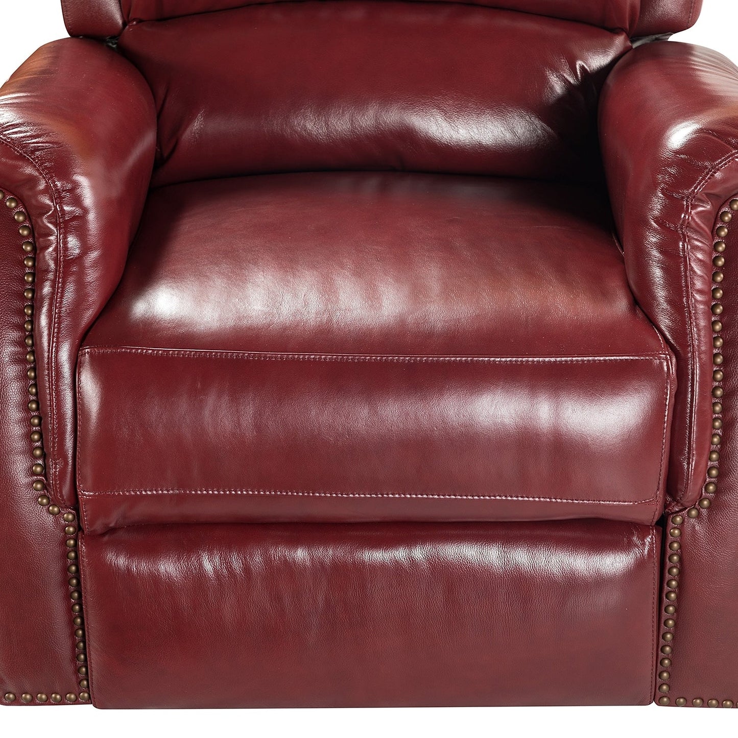 Fauteuil inclinable électrique en cuir véritable Eliseo avec port USB et design à oreilles