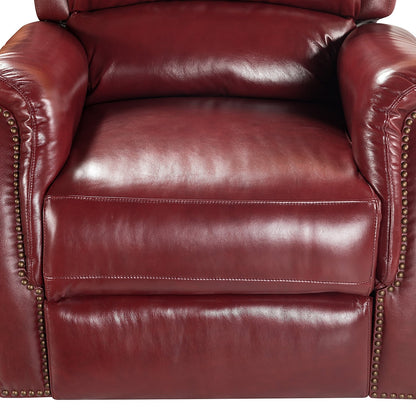 Fauteuil inclinable électrique en cuir véritable Eliseo avec port USB et design à oreilles