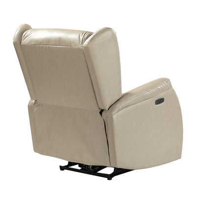 Fauteuil inclinable électrique en cuir véritable Eliseo avec port USB et design à oreilles