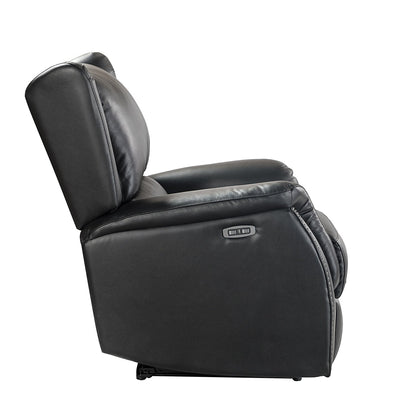 Fauteuil inclinable électrique en cuir véritable Eliseo avec port USB et design à oreilles