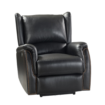 Fauteuil inclinable électrique en cuir véritable Eliseo avec port USB et design à oreilles