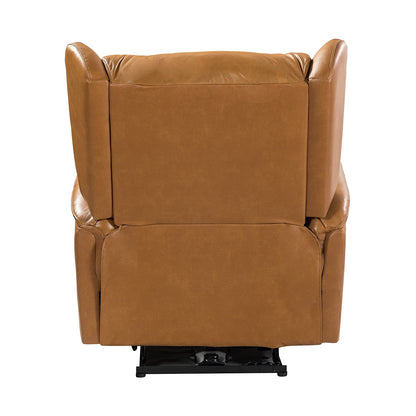 Fauteuil inclinable électrique en cuir véritable Eliseo avec port USB et design à oreilles