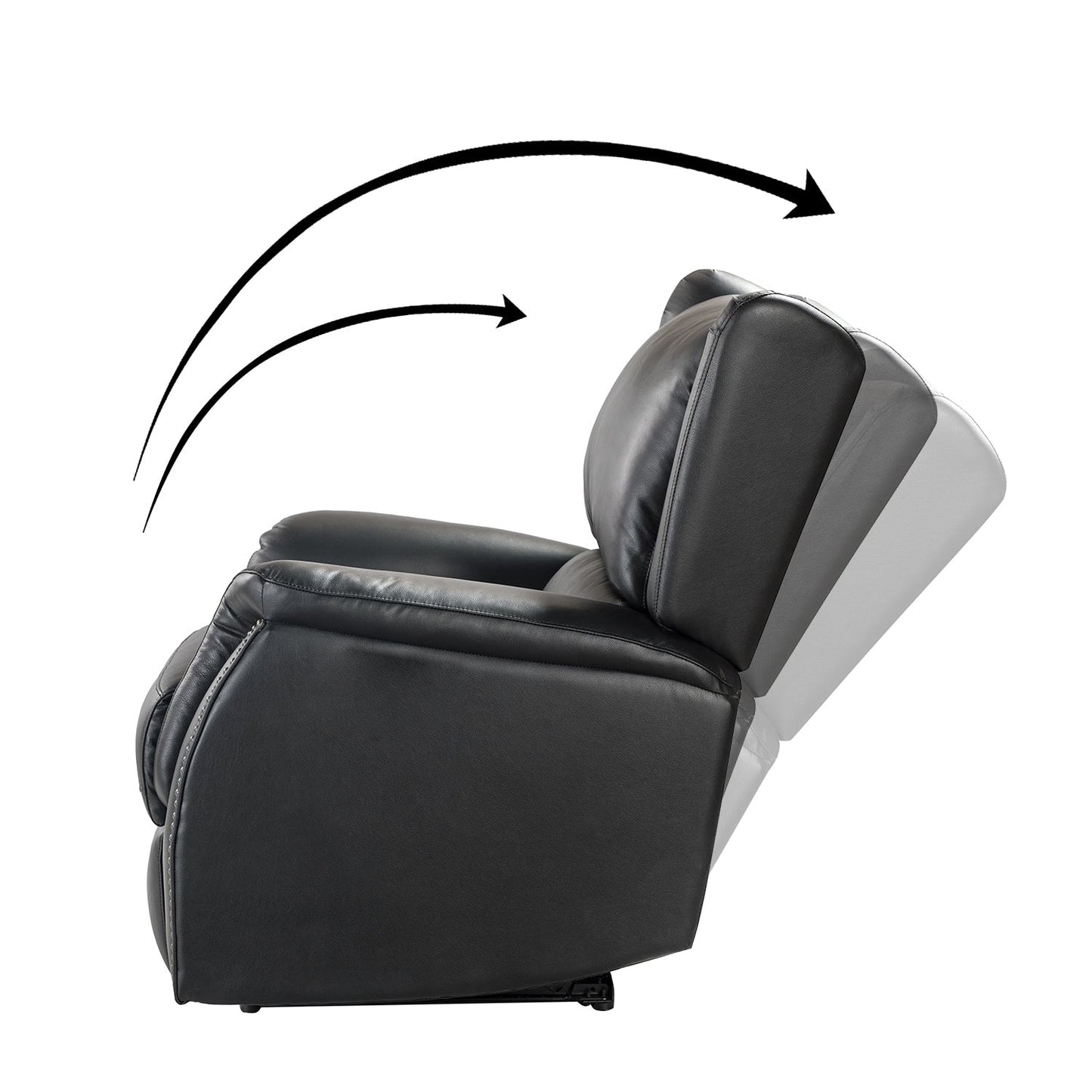 Fauteuil inclinable électrique en cuir véritable Eliseo avec port USB et design à oreilles