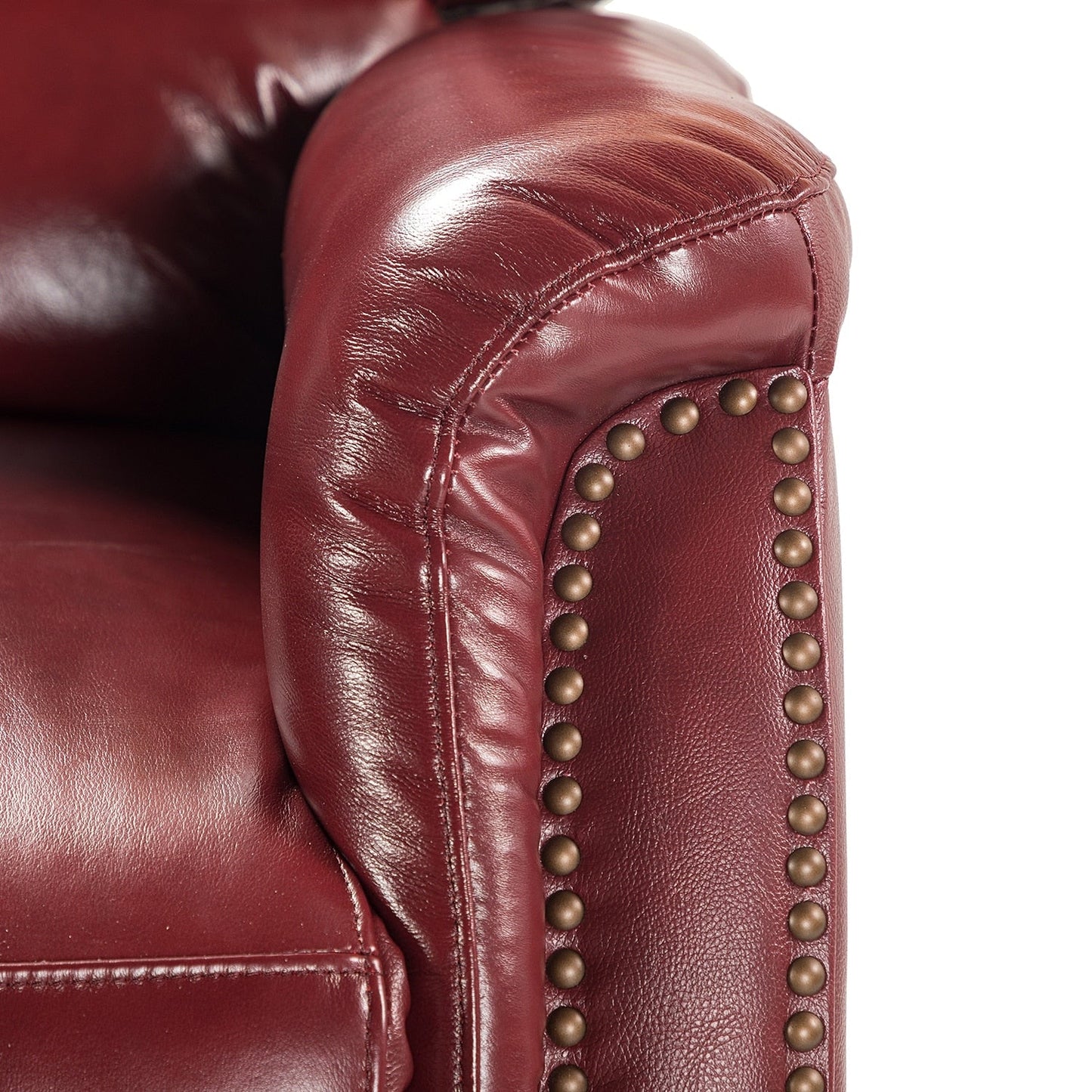 Fauteuil inclinable électrique en cuir véritable Eliseo avec port USB et design à oreilles