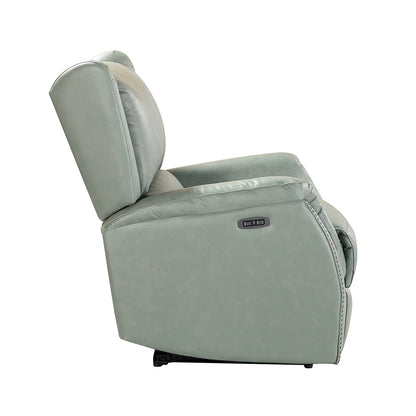 Fauteuil inclinable électrique en cuir véritable Eliseo avec port USB et design à oreilles