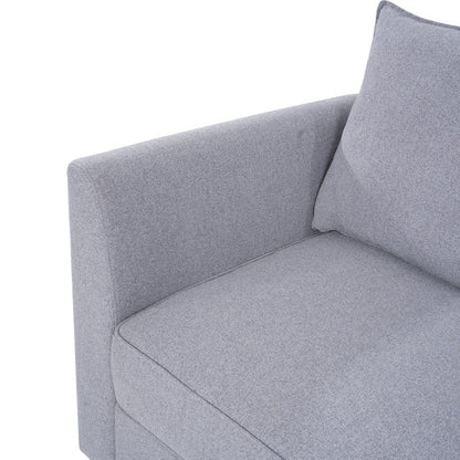 Canapé modulaire 3 pièces avec assise douce et confortable, canapé en lin avec cadre en bois robuste, idéal pour les petits espaces