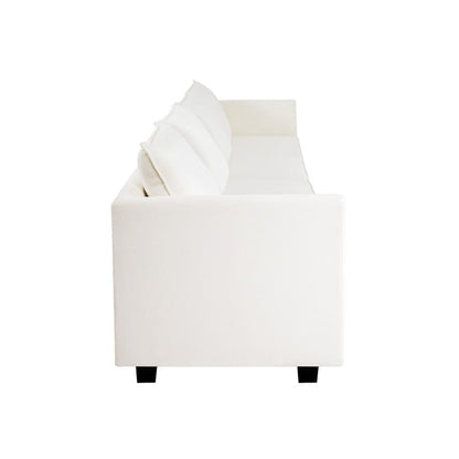 Canapé modulaire 3 pièces avec assise douce et confortable, canapé en lin avec cadre en bois robuste, idéal pour les petits espaces