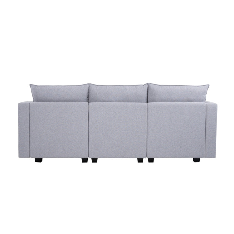 Canapé modulaire 3 pièces avec assise douce et confortable, canapé en lin avec cadre en bois robuste, idéal pour les petits espaces