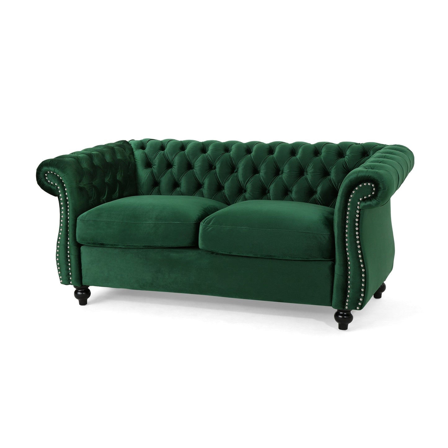 Canapé Chesterfield capitonné Emerald 61,75 avec têtes de clous et pieds