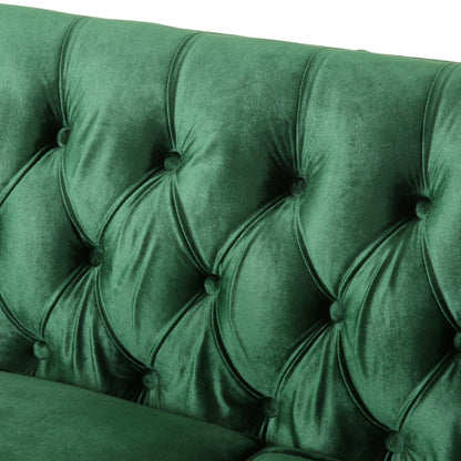 Canapé capitonné à boutons Emerald Loveseat avec pieds en bois