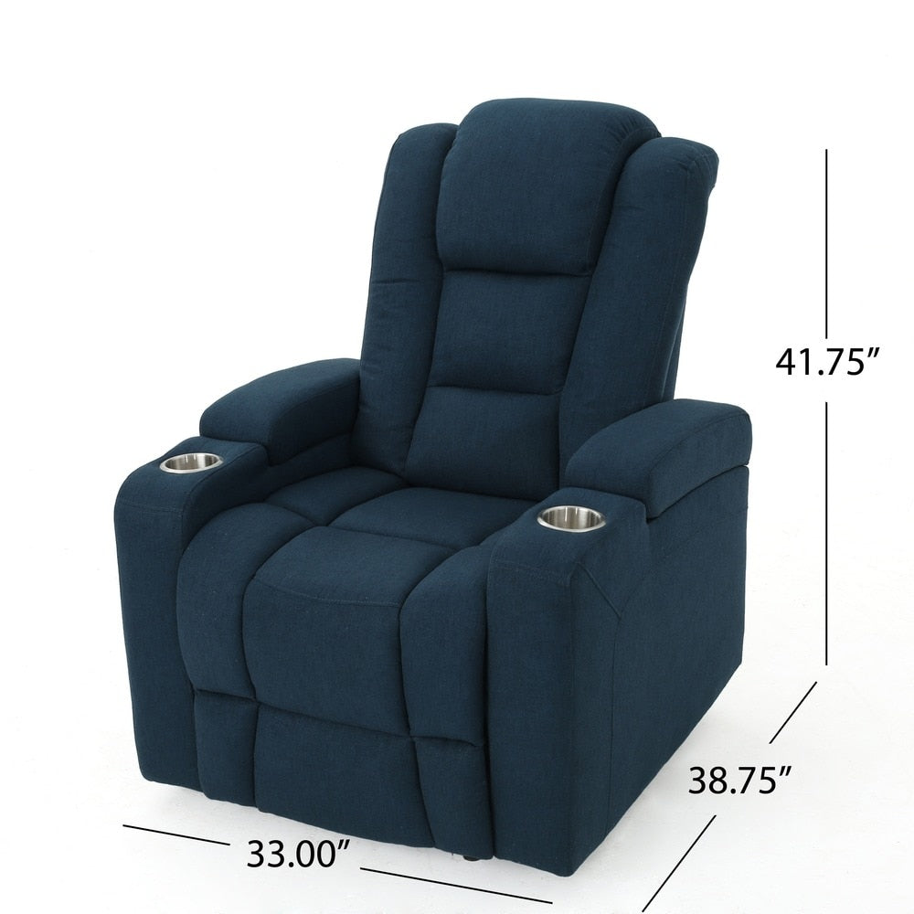 Fauteuil inclinable électrique en tissu Emersyn avec rangement pour accoudoirs et câble USB par Christopher Knight Home