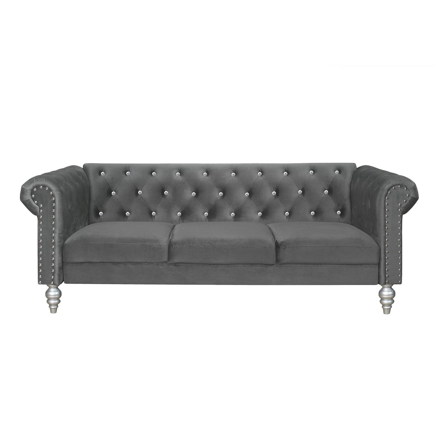 Ensemble de salon Clayfell Emma en velours avec accoudoirs roulés - Canapé