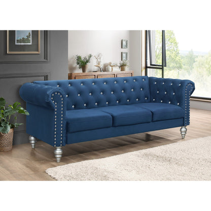 Ensemble de salon Clayfell Emma en velours avec accoudoirs roulés - Canapé