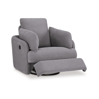 Fauteuil inclinable pivotant manuel Emmett, polyester gris, 2 coussins