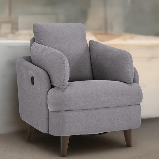 Fauteuil inclinable pivotant manuel Emmett, polyester gris, 2 coussins