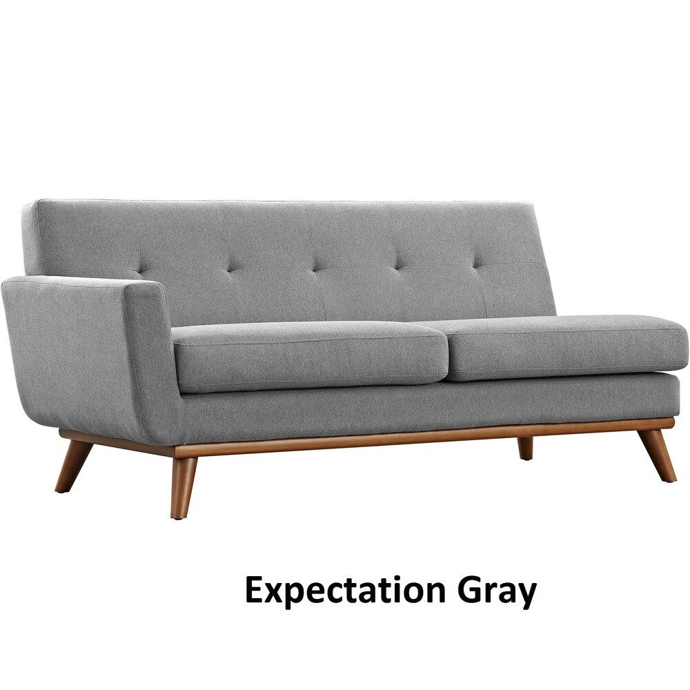 Causeuse à accoudoir gauche Engage, style moderne du milieu du siècle, en tissu rembourré, couleur azur