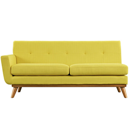 Causeuse à accoudoir gauche Engage, style moderne du milieu du siècle, en tissu rembourré, couleur azur