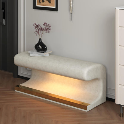 Banc d'entrée ottoman rembourré en cuir avec lumière à capteur LED pour salon, chambre à coucher, bout de lit