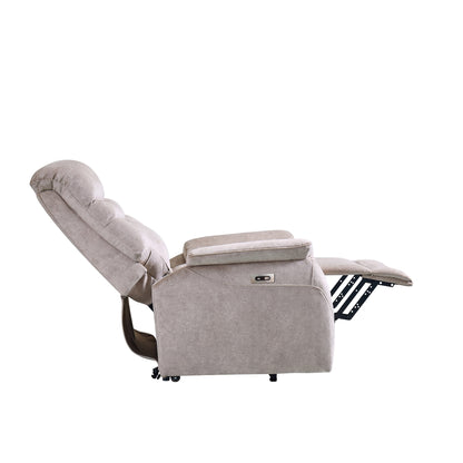 Fauteuil inclinable électrique ergonomique en velours avec télécommande et repose-pieds extensible