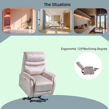 Fauteuil inclinable électrique ergonomique en velours avec télécommande et repose-pieds extensible