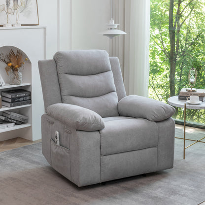 Fauteuil inclinable électrique ergonomique en velours avec massage par vibrations à 8 points, chauffage et poche latérale