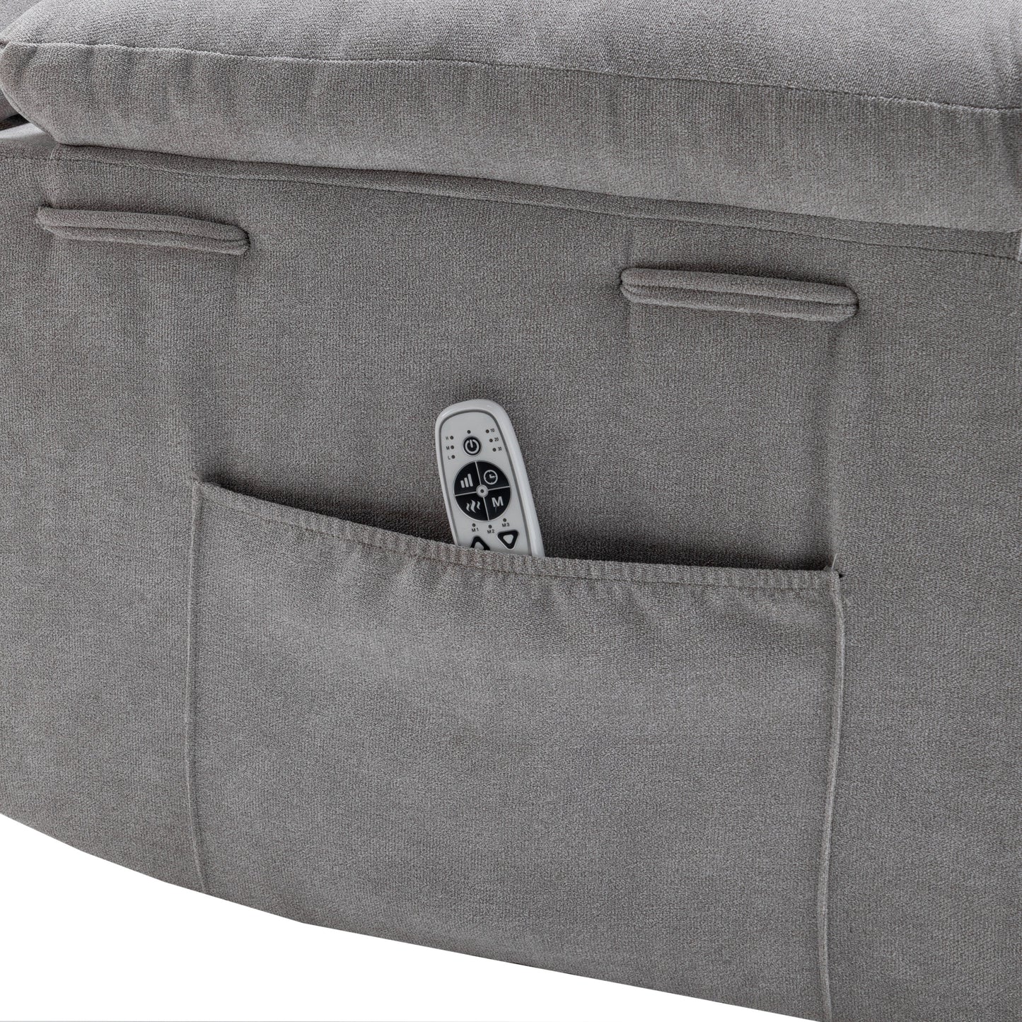 Fauteuil inclinable électrique ergonomique en velours avec massage par vibrations à 8 points, chauffage et poche latérale