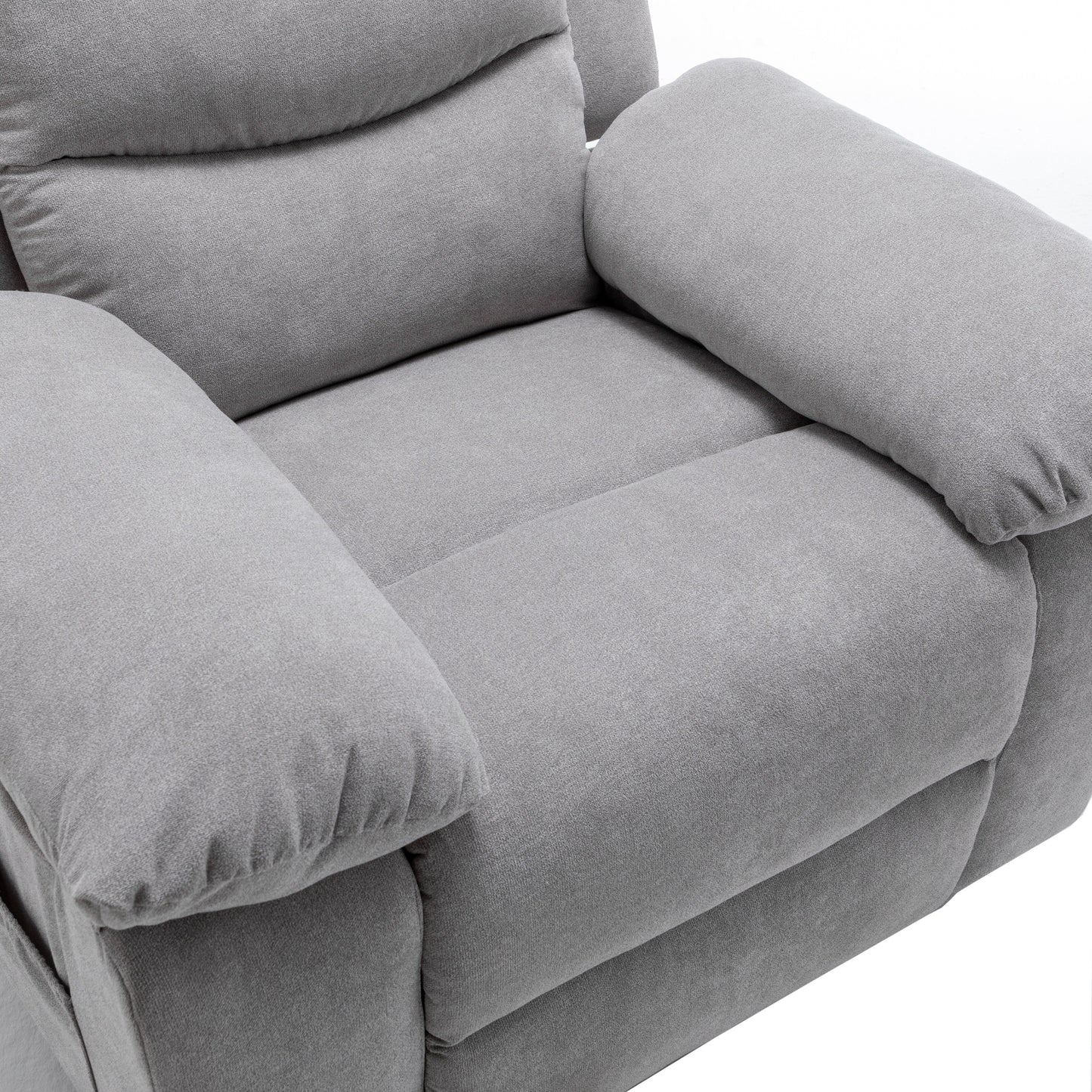 Fauteuil inclinable électrique ergonomique en velours avec massage par vibrations à 8 points, chauffage et poche latérale