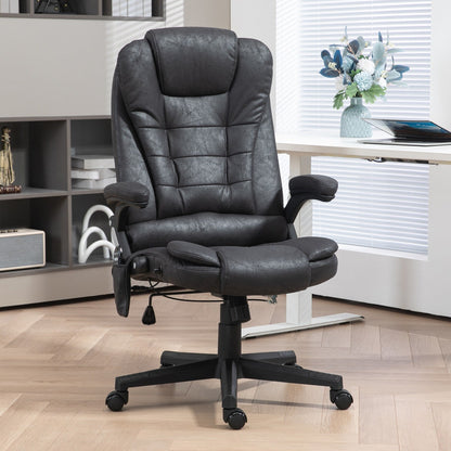 Fauteuil de bureau ergonomique chauffant et massant, inclinable, dossier haut, avec vibrations à 6 points et hauteur réglable