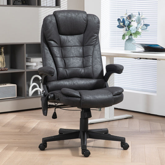 Fauteuil de bureau ergonomique chauffant et massant, inclinable, dossier haut, avec vibrations à 6 points et hauteur réglable