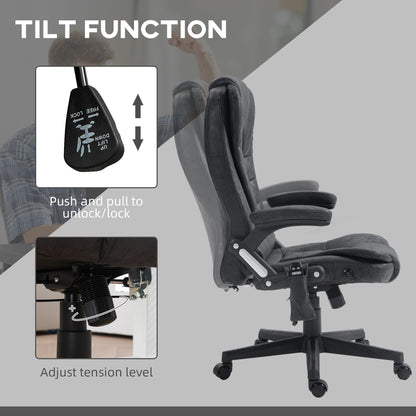 Fauteuil de bureau ergonomique chauffant et massant, inclinable, dossier haut, avec vibrations à 6 points et hauteur réglable